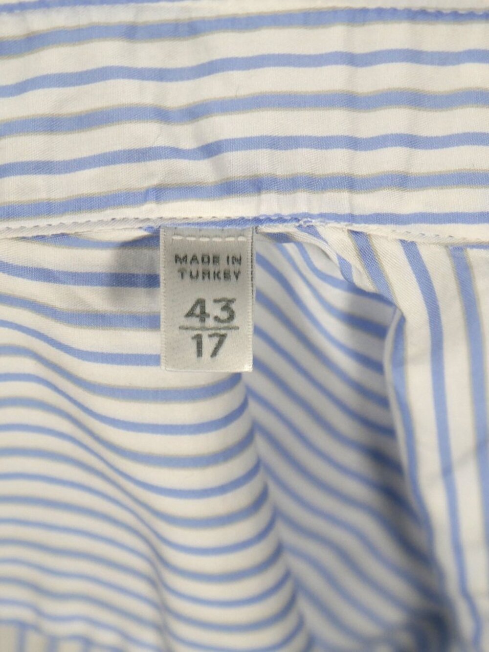 Ermengildo Zegna Mens Cotton Blue striped Dress Shirt 43/17 R - Picture 7 of 9